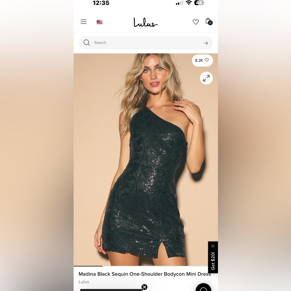 Lulus Black Sequin One-Shoulder Mini Dress